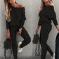 🔥HOT SALE🥰Off-Shoulder Long Sleeve Top with Drawstring Pants Set