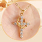 Exquisite Cross Necklace with Rotating Crown