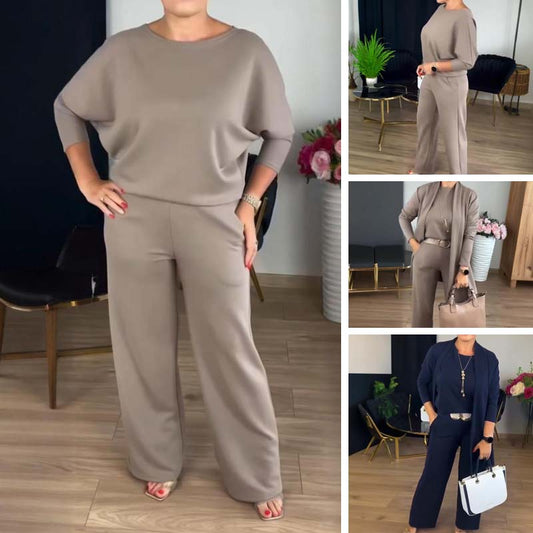 🍂Autumn New Arrivals - 70% Off💥Elegant Longline Cardigan & Top & Pants 3-Pieces Set