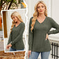 🍂Autumn Hot Sale 70% OFF🔥Women's V Neck Long Sleeve Solid Sweater