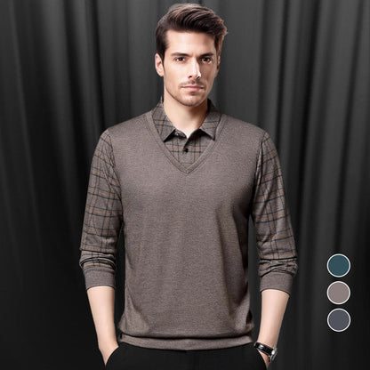 Men's Faux Two-Piece Long Sleeve Top