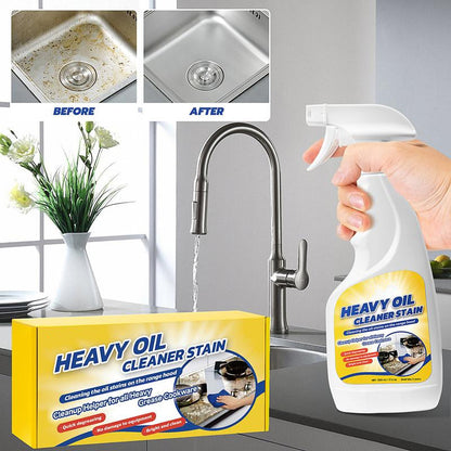 🧽LAST DAY 50% OFF✨Heavy Duty Kitchen Degreaser Spray, No Scrub Oil Stain Remover,Cut Tough Baked-On Grease, Food-Safe No Residue Cleaner  for Stove, Range Hood, Sink & Cookware