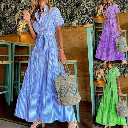 Women's Striped Short Sleeve Dress