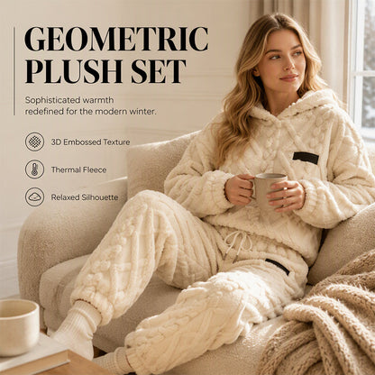 💥 HALF PRICE — HOT SALE! 🍂 3D Embossed Geometric Plush Loungewear Set – Thermal 3D Lock, Cloud-Like Fit ☁️ Warm & Luxurious for Home, Leisure & Dates 🏠 Stay Cozy All Winter 🔥