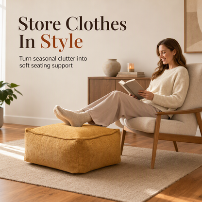 🪑50% OFF NOW!✨Clothes Storage Ottoman🧵Wide Zipper Design💪Robust Stitching🏠Dual Use Seat & Storage Box for Bedroom Living Room
