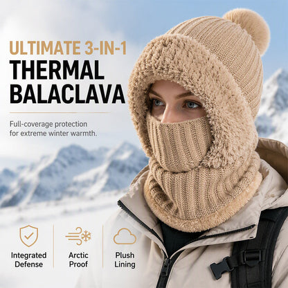 🔥50% OFF NOW❄️Women's 3-in-1 Knitted Balaclava🧶Plush Lined Beanie Scarf Mask💨Windproof Thermal Hood🥽For Skiing Cycling & Daily Commute