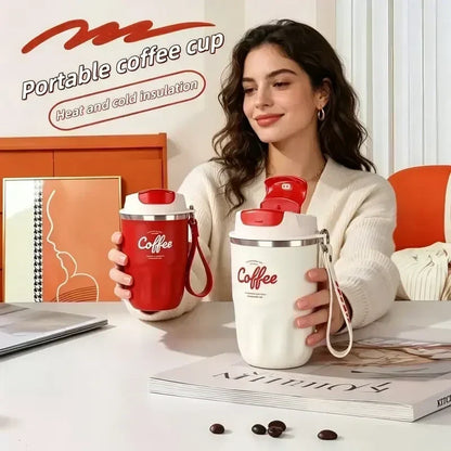 🎁50% OFF NOW☕️ Smart Temperature Display Coffee Tumbler✨ Double Wall Vacuum, With Carry Strap, 360ml Portable Mug🔥Lightweight Portable Cup for Coffee, Tea & Iced Drinks✈️Perfect for Office & Daily Travel