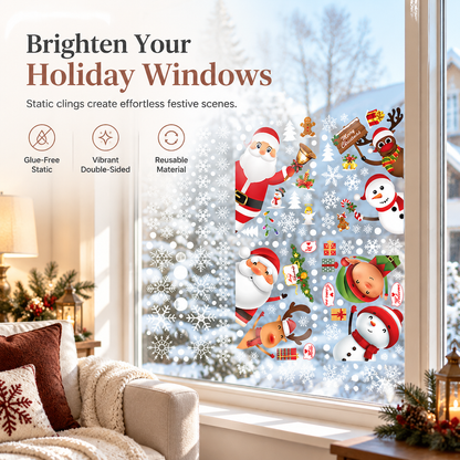 🎄50% OFF NOW!❄️Christmas PVC Static Window Clings✨Glue-Free & Reusable🎅Double-Sided Printed🎁Festive Decor for Window, Mirror & Smooth Surfaces