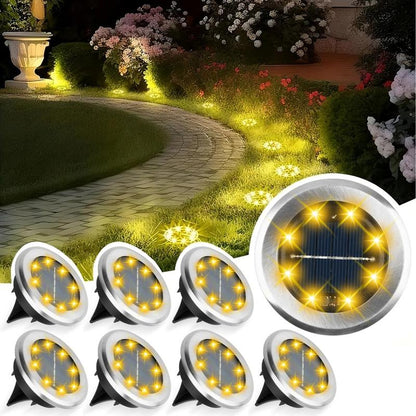 🔥BUY MORE GET MORE FREE💡Solar Powered Ground Lights, IP65 Waterproof,  No Wiring Needed, Warm & White Light Options,  Auto Night Light for Garden, Pathway, Lawn & Yard🌿