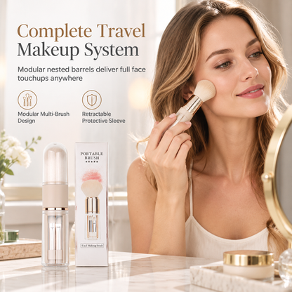 💄50% OFF NOW!✈️Portable Retractable Makeup Brush Set✨5/6 In 1 Design💖Powder Blush & Silicone Lip Brush🎒Compact Travel Makeup Tools