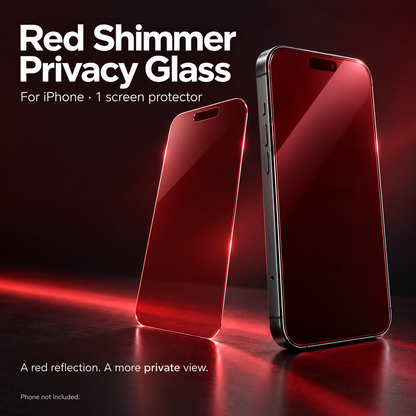 ⏳LAST DAY 50% OFF❤️📱Red Shimmer Privacy Tempered Glass Screen Protector✨Front Clear View, Anti-Peep Design, Red Reflection Effect💥 Scratch Resistant for iPhone🛻Perfect for Commute & Public Places